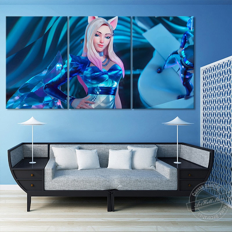 Ahri LOL K/DA ALL OUT Poster - Canvas Painting - League of Legends Fan Store