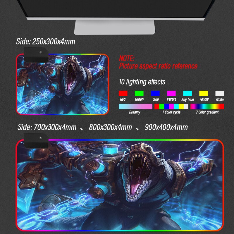 League of Legends Collection 18 RGB Mouse Pad Led Computer Mousepad Backlight Surface Mause Pad LOL Keyboard Desk Mat Support DIY - League of Legends Fan Store