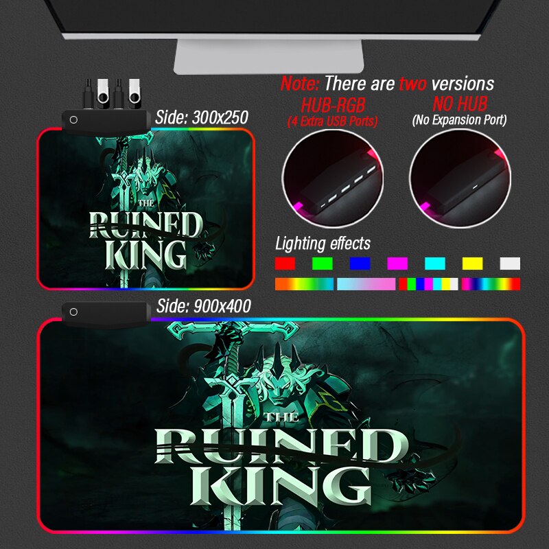 League of Legends Collection 1 LED Mousepad Ruined King A League Of Legends Story RGB Custom Arcane LOL Desk Mouse Pad With HUB 4 Port USB - League of Legends Fan Store