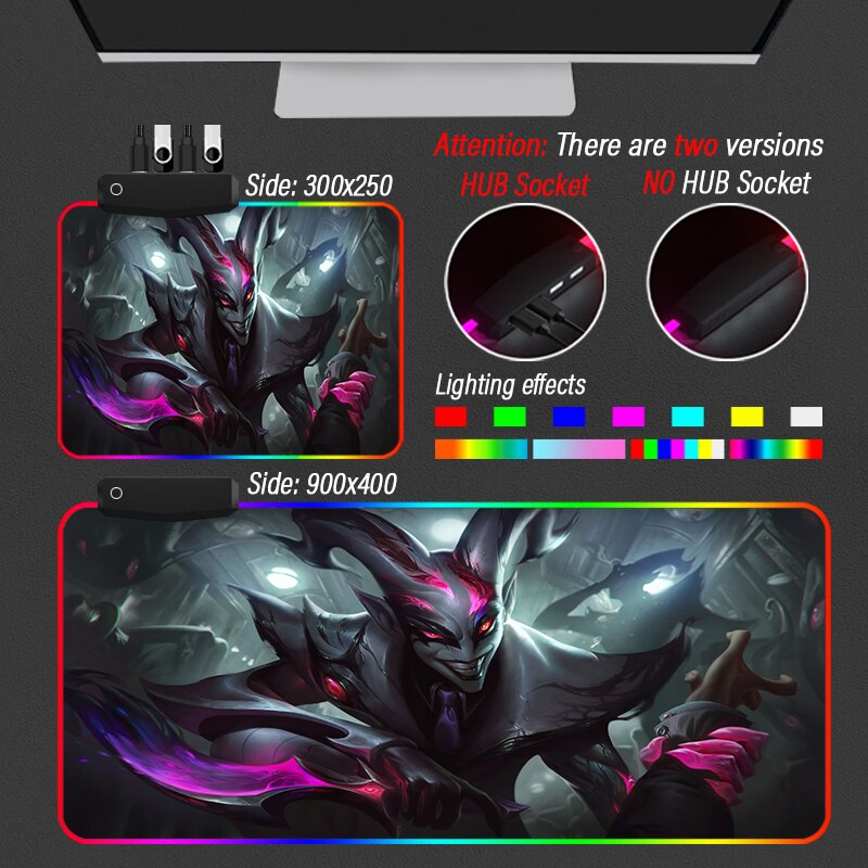 League of Legends Collection 2 RGB Gaming Hub Mouse Pad LOL 4 Port USB Computer Mousepad With Led Backlight Carpet - League of Legends Fan Store