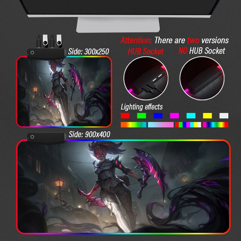 League of Legends Collection 2 RGB Gaming Hub Mouse Pad LOL 4 Port USB Computer Mousepad With Led Backlight Carpet - League of Legends Fan Store