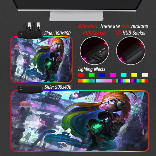 League of Legends Collection 26 Gaming Led Mouse Pad RGB Backlit HUB 4 Port USB Child Read-write Mat - League of Legends Fan Store