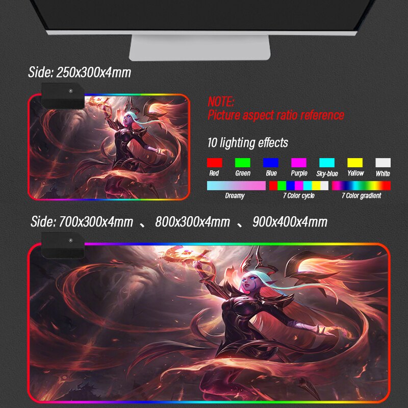League of Legends Collection 4 RGB Gaming Mouse Pad LOL Anti-Slip Rubber Base Computer Keyboard LED MousePad For PC Desk Support DIY - League of Legends Fan Store