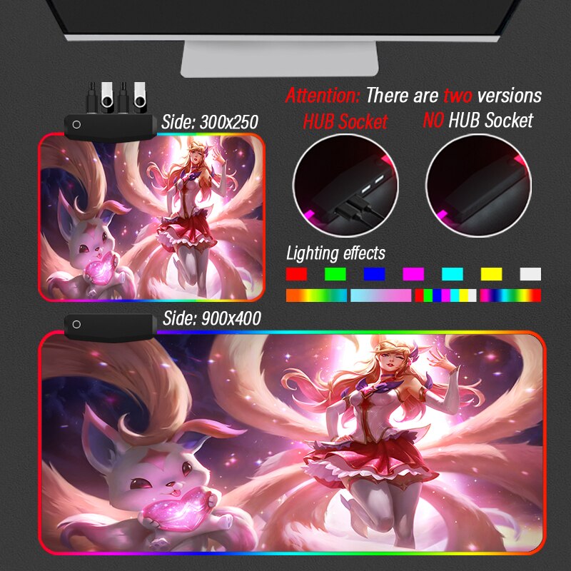 League of Legends Collection 3 Mouse Pad Anime Gaming RGB LOL Mat 4 Port USB Customized Mousepad - League of Legends Fan Store