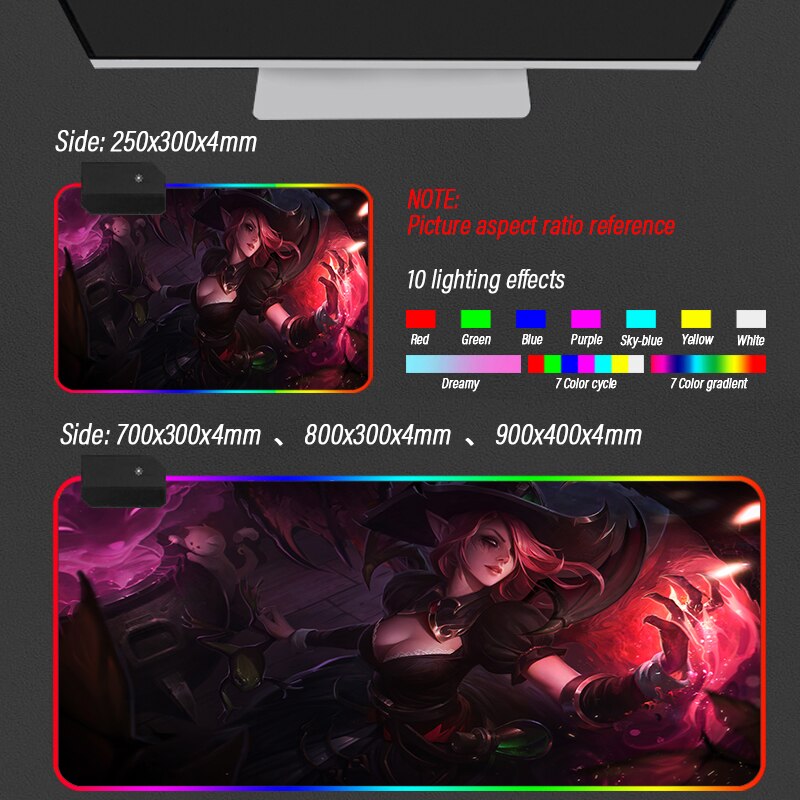 League of Legends Collection 21 RGB Gaming  MousePad Large LOL Locking Edge Speed Gamer LED Mouse Pad Soft Laptop Mat - League of Legends Fan Store