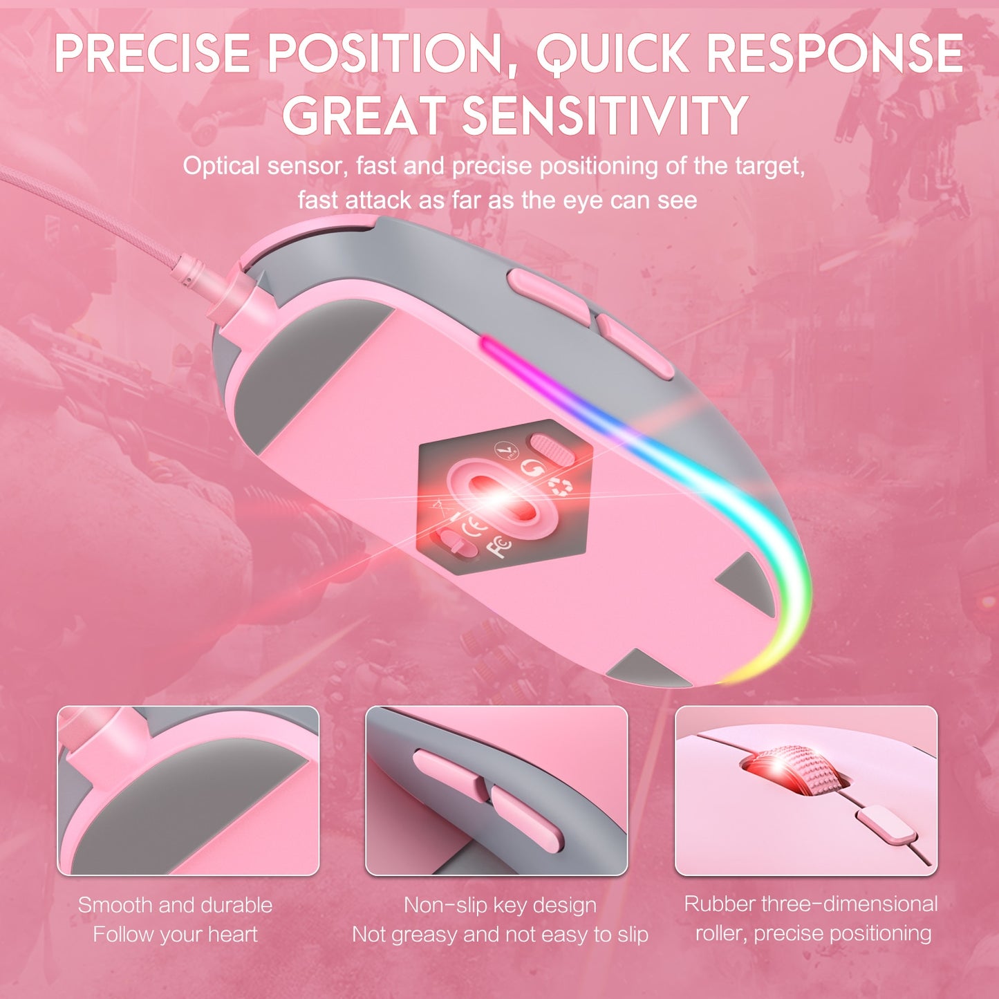 ONIKUMA Gaming Mouse RGB Glow Pink - League of Legends Fan Store