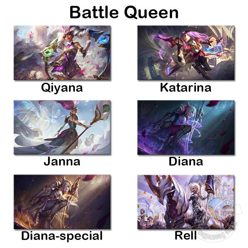 "Battle Queen" Qiyana Katarina Janna Diana Rell Poster - Canvas Painting - League of Legends Fan Store