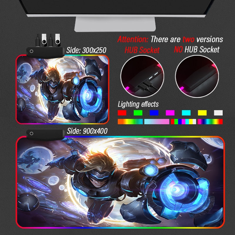 League of Legends Collection 14 Mousepad With HUB USB 4 Port Mouse Pad RGB Custom Kawaii Gaming PC Carpet - League of Legends Fan Store