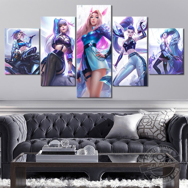 K/DA All Out  Ahri Akali Evelynn Seraphine KaiSa Poster - Canvas Painting - League of Legends Fan Store