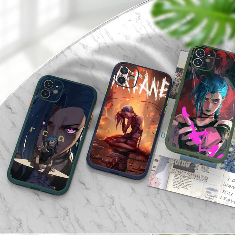 Arcane jinx Phone Case For iPhone 12 11 Mini Pro XR XS Max 7 8 Plus X Matte transparent Back Cover - League of Legends Fan Store