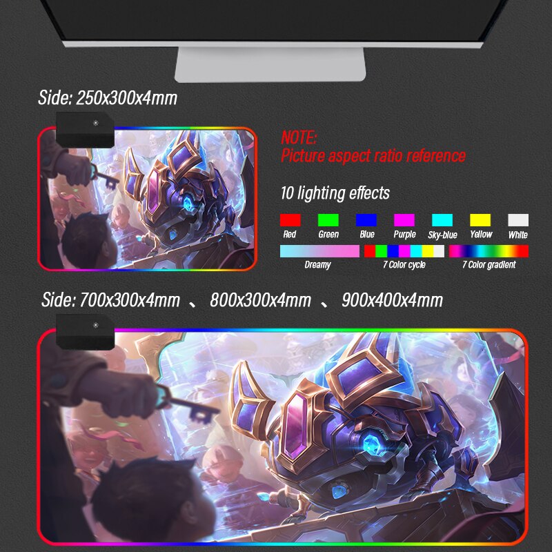 League of Legends Collection 18 RGB Mouse Pad Led Computer Mousepad Backlight Surface Mause Pad LOL Keyboard Desk Mat Support DIY - League of Legends Fan Store