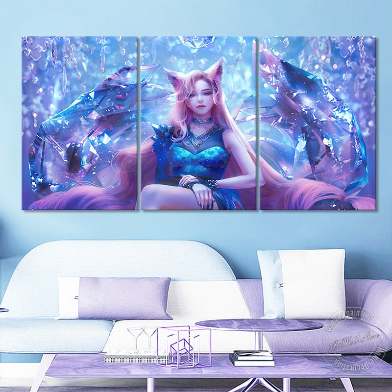 K/DA ALL OUT Ahri Poster - Canvas Painting - League of Legends Fan Store