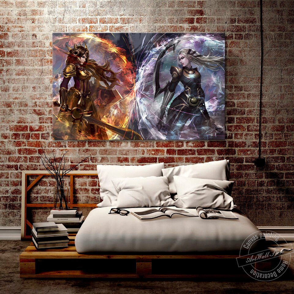 Diana VS Leona Poster - Canvas Painting - League of Legends Fan Store