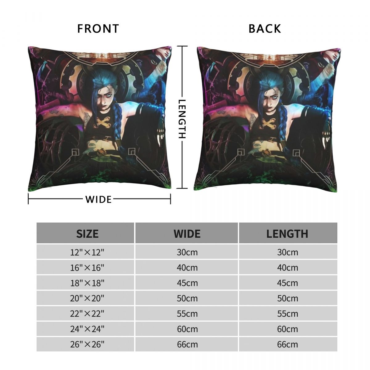 Jinx Polyester Cushion Cover Arcane - League of Legends Fan Store
