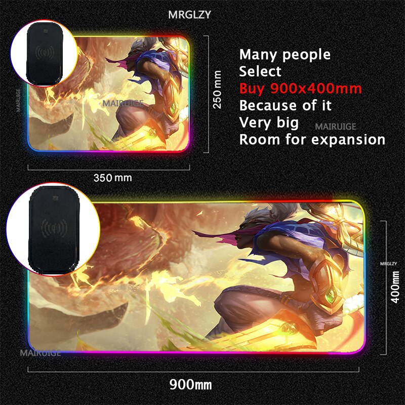 RGB Wireless Charging LED LOL Mouse Pad Ekko Game Accessories Charger Mat XXL Gaming MousePad Typec League of Legends Carpet Rug - League of Legends Fan Store