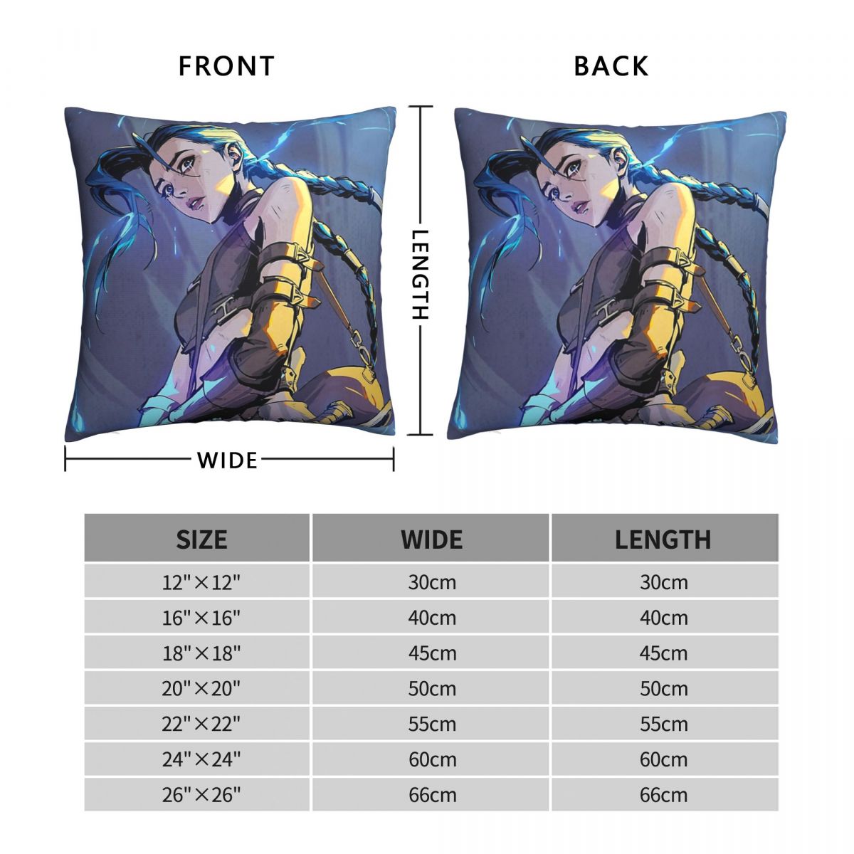 Jinx Cool Throw Pillow Case Arcane - League of Legends Fan Store