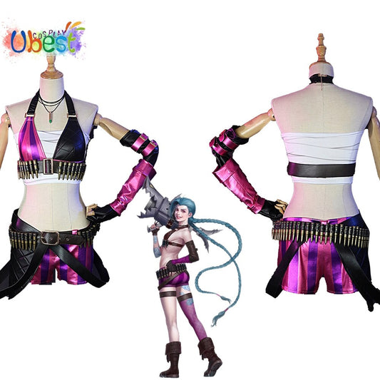 Jinx The Loose Cannon Cosplay Suit Shoes Wig - League of Legends Fan Store