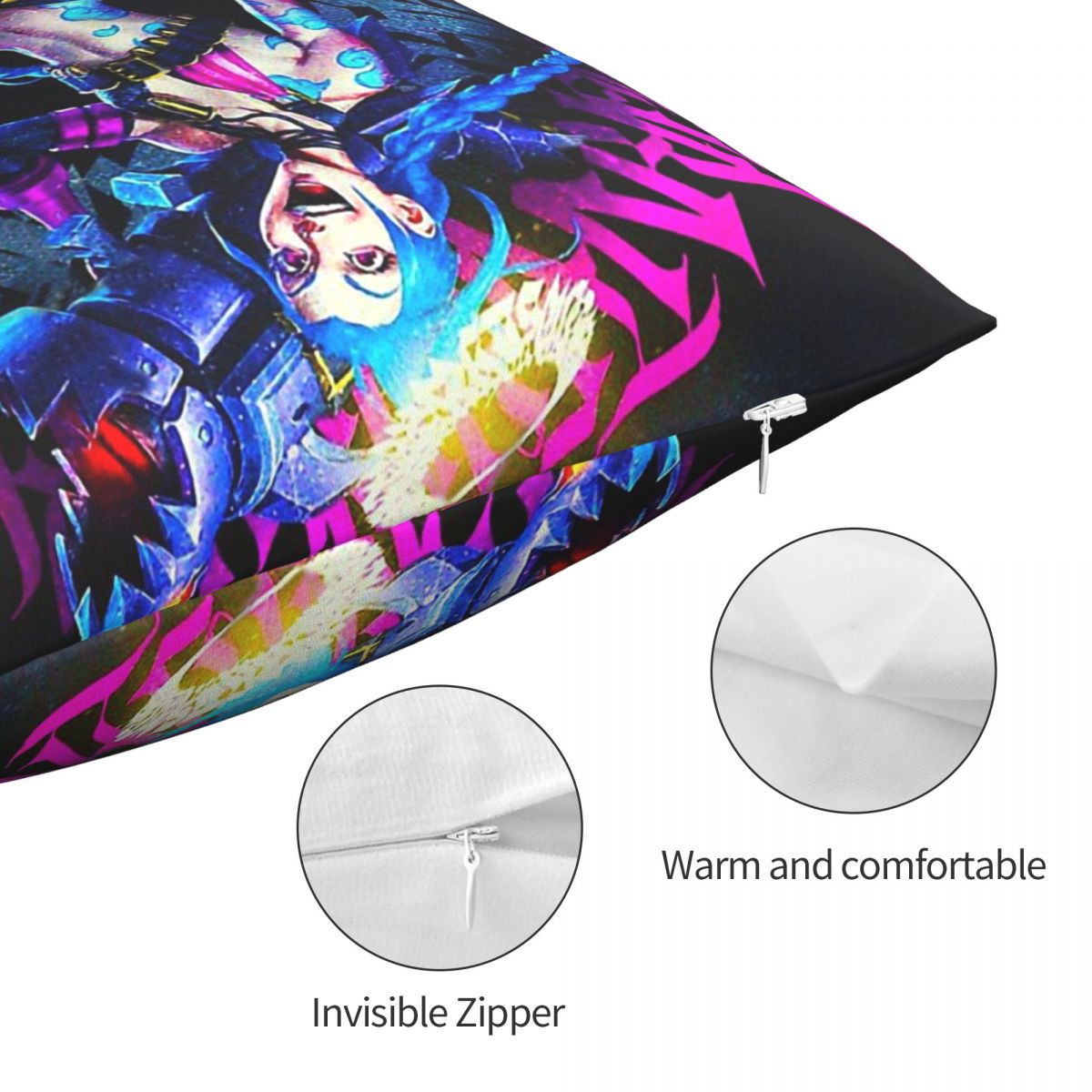 Get Jinxed Polyester Cushion Cover Arcane - League of Legends Fan Store