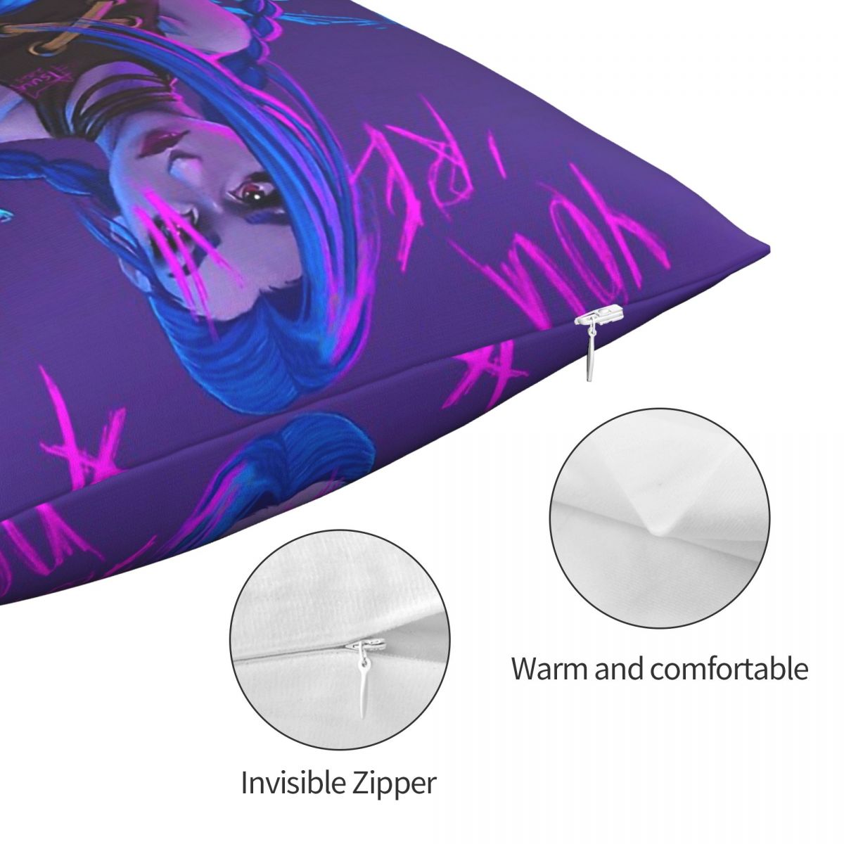 Jinx And Powder Polyester Cushion Cover - League of Legends Fan Store