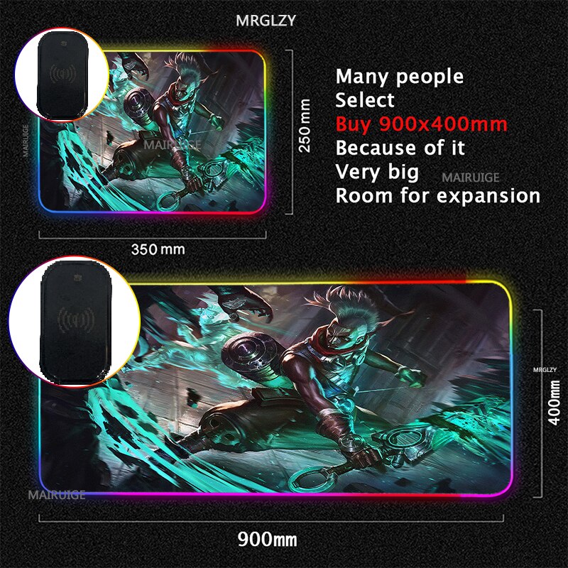 RGB Wireless Charging LED Arcane Mouse Pad Ekko Game Accessories Charger Mat Gaming MousePad Typec League of Legends Carpet Rug - League of Legends Fan Store