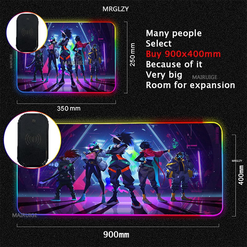 RGB Wireless Charging LED LOL Mouse Pad Ekko Game Accessories Charger Mat XXL Gaming MousePad Typec League of Legends Carpet Rug - League of Legends Fan Store