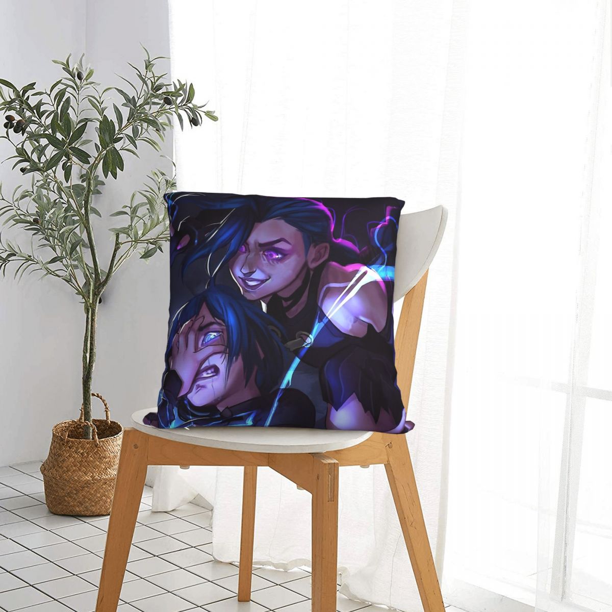 Jinx And Caitlyn Throw Pillow Case Arcane - League of Legends Fan Store