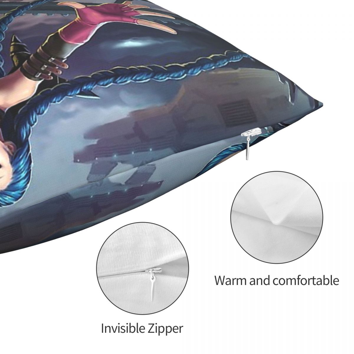 Jinx Fight Polyester Cushion Cover - League of Legends Fan Store