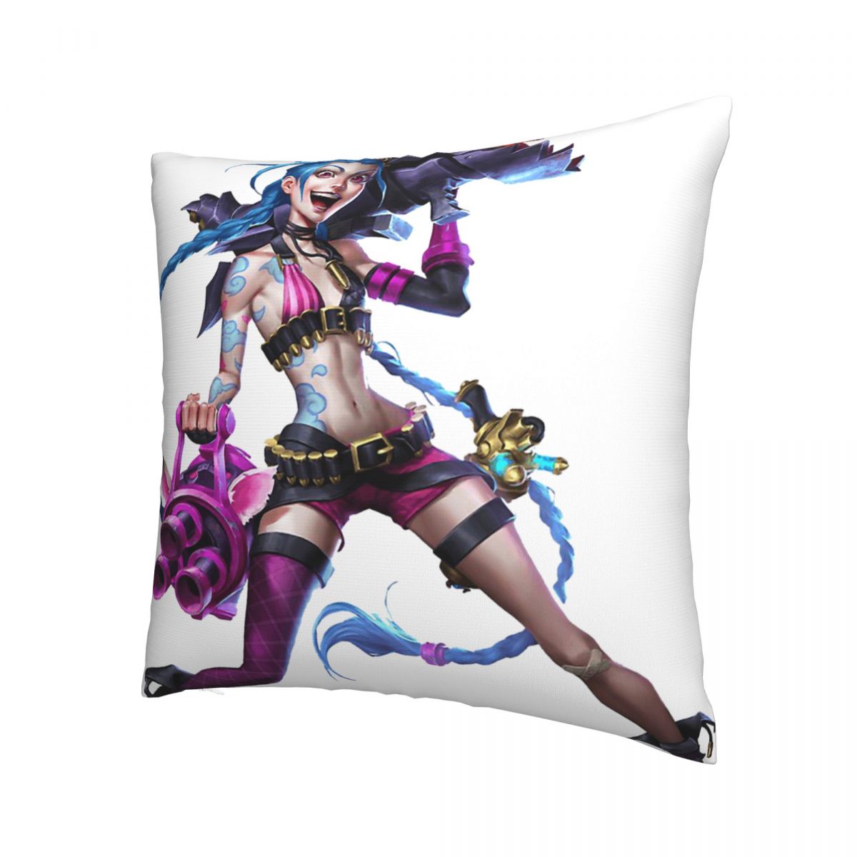 Jinx Fight Throw Pillow Case Arcane 2 - League of Legends Fan Store