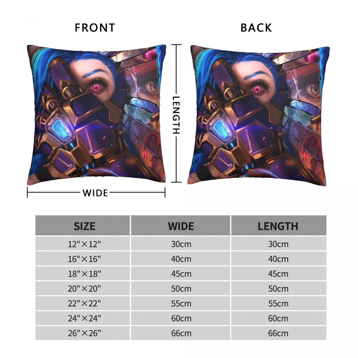 Vi Jinx Polyester Cushion Cover Arcane - League of Legends Fan Store