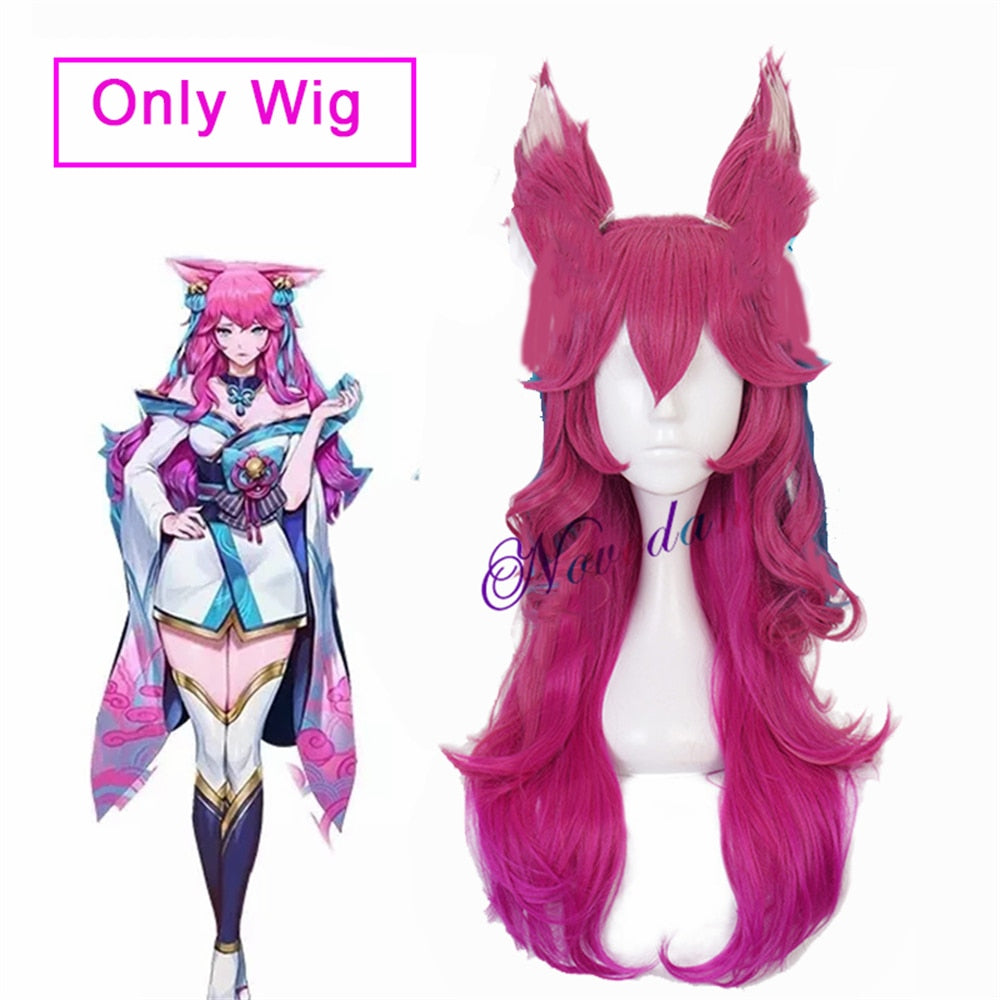 Spirit Blossom Ahri Cosplay Costume Wig Ears Tails - League of Legends Fan Store